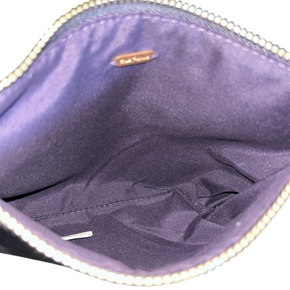 Free People Double Wristlet in Metallic Burgundy & Blue 2 Pouches with Gold Ring - Picture 2 of 9